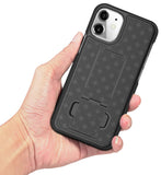 Black Case Kickstand Cover + Belt Clip Holster Holder for Apple iPhone 12 Mini