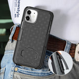 Black Case Kickstand Cover + Belt Clip Holster Holder for Apple iPhone 12 Mini