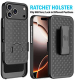 Slim Hard Case Stand and Belt Clip Holster Combo for iPhone 17 Pro Max - Black