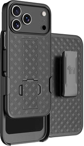 Slim Hard Case Stand and Belt Clip Holster Combo for iPhone 17 Pro Max - Black