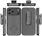 Slim Hard Case Stand and Belt Clip Holster Combo for iPhone 17 Pro Max - Black