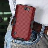 Grid Texture Hard Case Cover and Belt Clip Holster for Nokia 2720 V Flip Phone