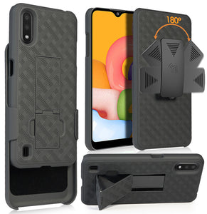 Black Case Kickstand Cover and Belt Clip Holster Holder for Samsung Galaxy A01