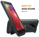 Black Kickstand Case Cover + Belt Clip Holster for Motorola Moto E4 Plus, E4+