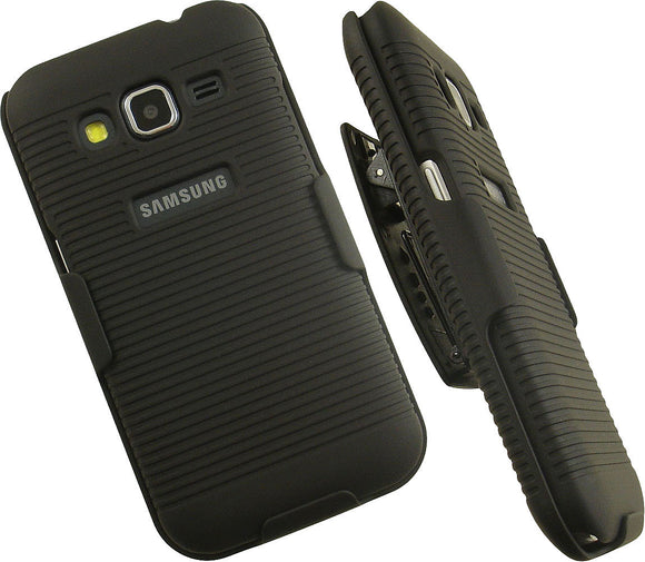 BLACK HARD CASE COVER BELT CLIP HOLSTER STAND FOR SAMSUNG GALAXY CORE PRIME G360