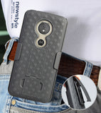 Black Kickstand Case Cover + Belt Clip Holster for Motorola Moto G6 Play/Forge