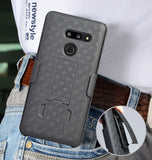 Black Hard Case Cover Stand + Belt Clip Holster Holder for LG G8 ThinQ (LM-G820)