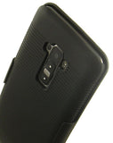 BLACK RUBBERIZED HARD CASE + BELT CLIP HOLSTER STAND FOR LG G FLEX GFLEX PHONE