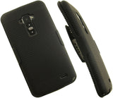 BLACK RUBBERIZED HARD CASE + BELT CLIP HOLSTER STAND FOR LG G FLEX GFLEX PHONE