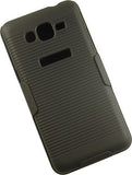 BLACK RIBBED HARD CASE BELT CLIP HOLSTER STAND FOR SAMSUNG GALAXY GRAND PRIME