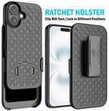 Slim Hard Case Stand and Belt Clip Holster Combo for iPhone 17 - Black