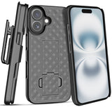 Slim Hard Case Stand and Belt Clip Holster Combo for iPhone 17 - Black