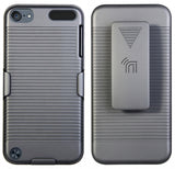 BLACK RUBBERIZED HARD CASE + BELT CLIP HOLSTER COMBO FOR iPOD TOUCH 5 6 7