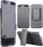 BLACK RUBBERIZED HARD CASE + BELT CLIP HOLSTER COMBO FOR iPOD TOUCH 5 6 7