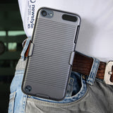 BLACK RUBBERIZED HARD CASE + BELT CLIP HOLSTER COMBO FOR iPOD TOUCH 5 6 7