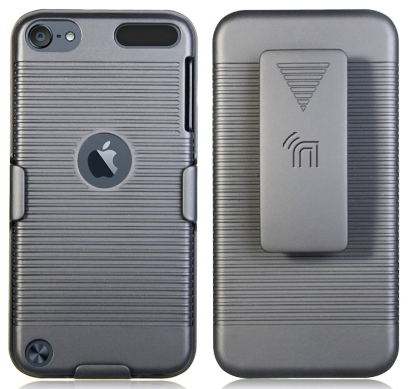 BLACK HARD CASE BELT CLIP HOLSTER STAND FOR iPOD TOUCH 5th