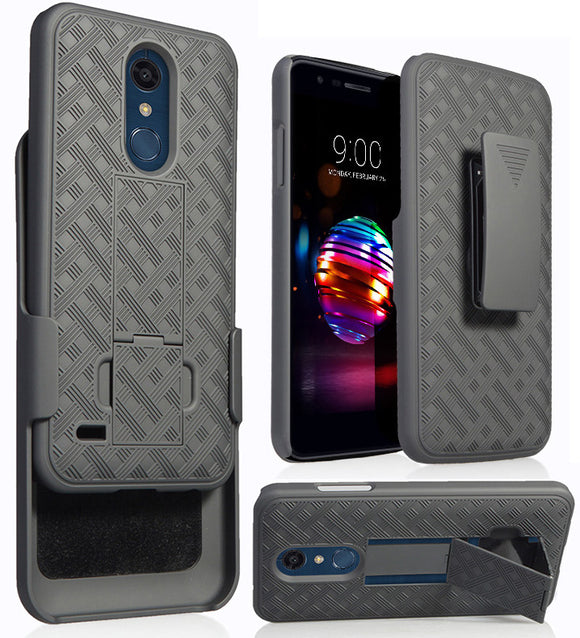 Black Case + Belt Clip Holster for LG K30, Phoenix Plus, Premier Pro, Harmony 2