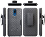 Black Case Kickstand Cover and Belt Clip Holster Combo for LG Xpression Plus 2