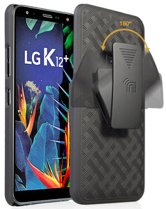 Black Case Kickstand Cover and Belt Clip Holster Combo for LG Xpression Plus 2