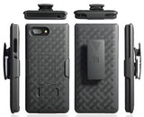 Black Rubberized Case Kickstand Cover + Belt Clip Holster for BlackBerry Key2