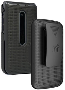 Hard Case Cover and Belt Clip Holster Combo for LG Wine 2 LTE Flip Phone LM-Y120