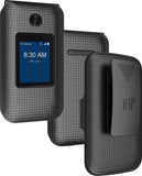Grid Case Hard Shell Cover and Belt Clip Holster for Link II Flip Phone, Link 2