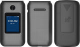 Grid Case Hard Shell Cover and Belt Clip Holster for Link II Flip Phone, Link 2