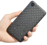 Black Case Kickstand Cover + Belt Clip Holster Holder Combo for Motorola Moto E6