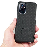 Black Hard Case Cover with Kickstand and Belt Clip Holster for OnePlus 9 Phone