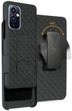 Black Hard Case Cover with Kickstand and Belt Clip Holster for OnePlus 9 Phone