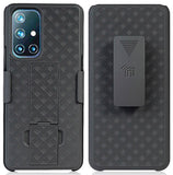 Black Hard Case Cover with Stand and Belt Clip Holster for OnePlus 9 Pro Phone