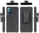 Black Hard Case Cover with Stand and Belt Clip Holster for OnePlus 9 Pro Phone