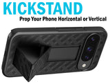 Slim Hard Case Stand Belt Clip Holster for Pixel 10 / Pixel 10 Pro Phone - Black