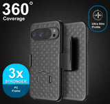 Slim Hard Case Stand and Belt Clip Holster for Pixel 10 Pro XL Phone - Black