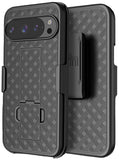 Slim Hard Case Stand and Belt Clip Holster for Pixel 10 Pro XL Phone - Black