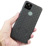 Black Case Kickstand Cover + Belt Clip Holster Holder for Google Pixel 4a 5G