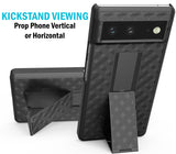 Black Hard Case Cover Stand and Belt Clip Holster Combo for Google Pixel 6