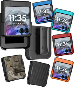 Hard Case Cover & Belt Clip Holster for Motorola RAZR 2024 Flip Phone (RAZR 50)