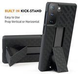 Black Case Cover Stand and Belt Clip Holster for Samsung Galaxy S21 Plus, S21+