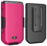 Grid Case Hard Shell Cover and Belt Clip Holster Combo for CAT S22 Flip Phone