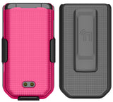 Grid Case Hard Shell Cover and Belt Clip Holster Combo for CAT S22 Flip Phone