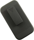 BLACK RUBBERIZED HARD CASE + BELT CLIP HOLSTER STAND FOR GALAXY S4 S IV PHONE