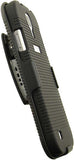 BLACK RUBBERIZED HARD CASE + BELT CLIP HOLSTER STAND FOR GALAXY S4 S IV PHONE