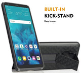 Black Ribbed Case Kickstand Cover + Belt Clip Holster for LG Stylo 4, Q Stylus