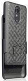 Black Ribbed Case Kickstand Cover + Belt Clip Holster for LG Stylo 4, Q Stylus