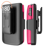 Hard Case and Belt Clip Holster Holder Combo for TCL Flip 4 5G Phone 2025 T440