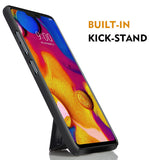 Black Ribbed Case Kick Stand Hard Cover + Belt Clip Holster for LG V40 ThinQ