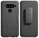 Black Case Kickstand Cover + Belt Clip Holster Holder Combo for LG V50 ThinQ