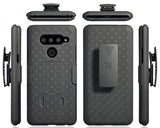 Black Case Kickstand Cover + Belt Clip Holster Holder Combo for LG V50 ThinQ