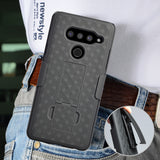 Black Case Kickstand Cover + Belt Clip Holster Holder Combo for LG V50 ThinQ